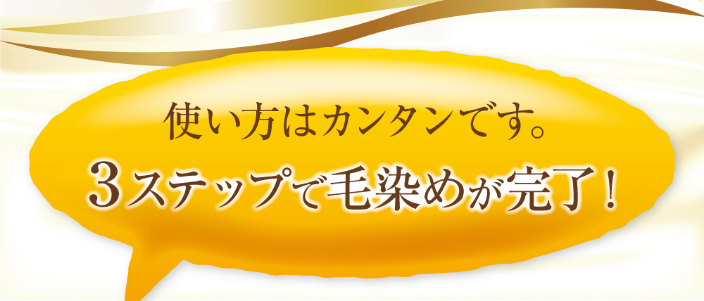 使い方は簡単です!3ステップで毛染めが完了!
