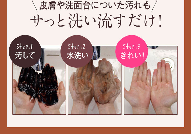 皮膚や洗面台に付いた汚れもささっと洗い流すだけ